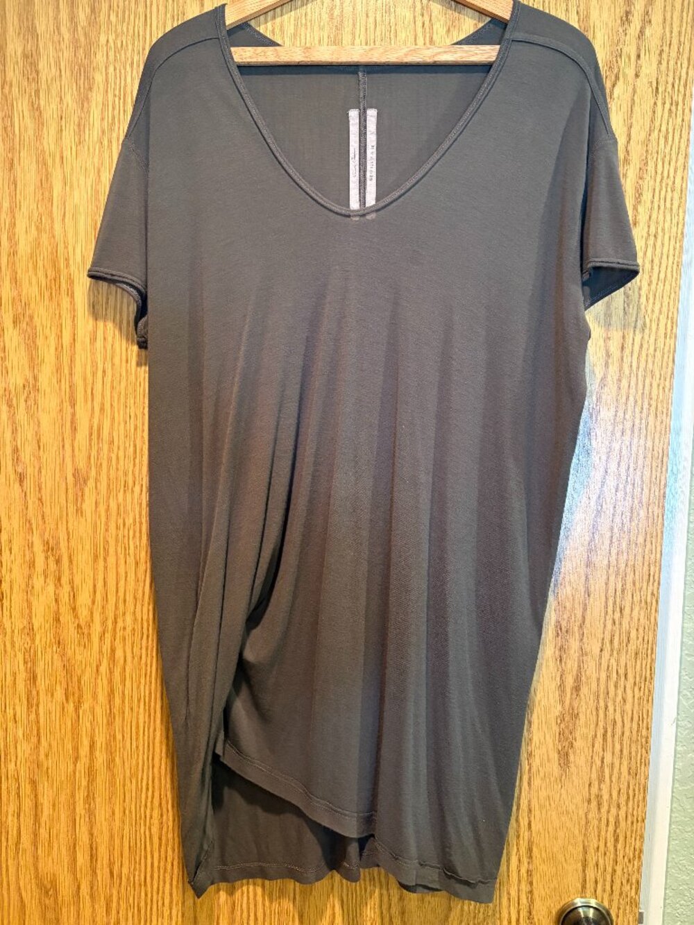 Rick Owens Dark Dust Viscose Silk Jersey Long Oversized Tunic Top IT 48 US 12